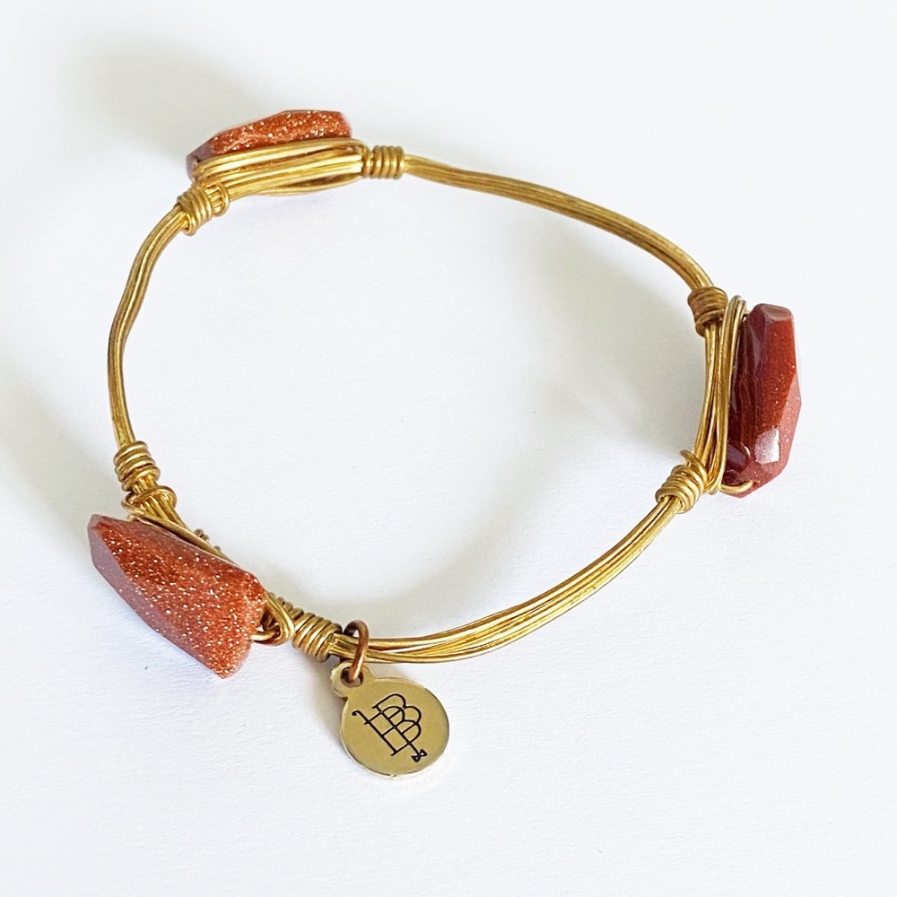 Bourbon & bowties goldstone copper wire bangle